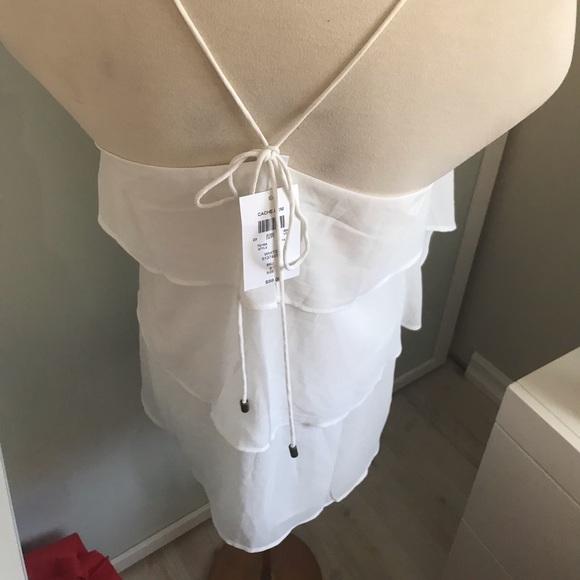 NWT Cache Cream Chiffon Layered Top - Picture 2 of 3